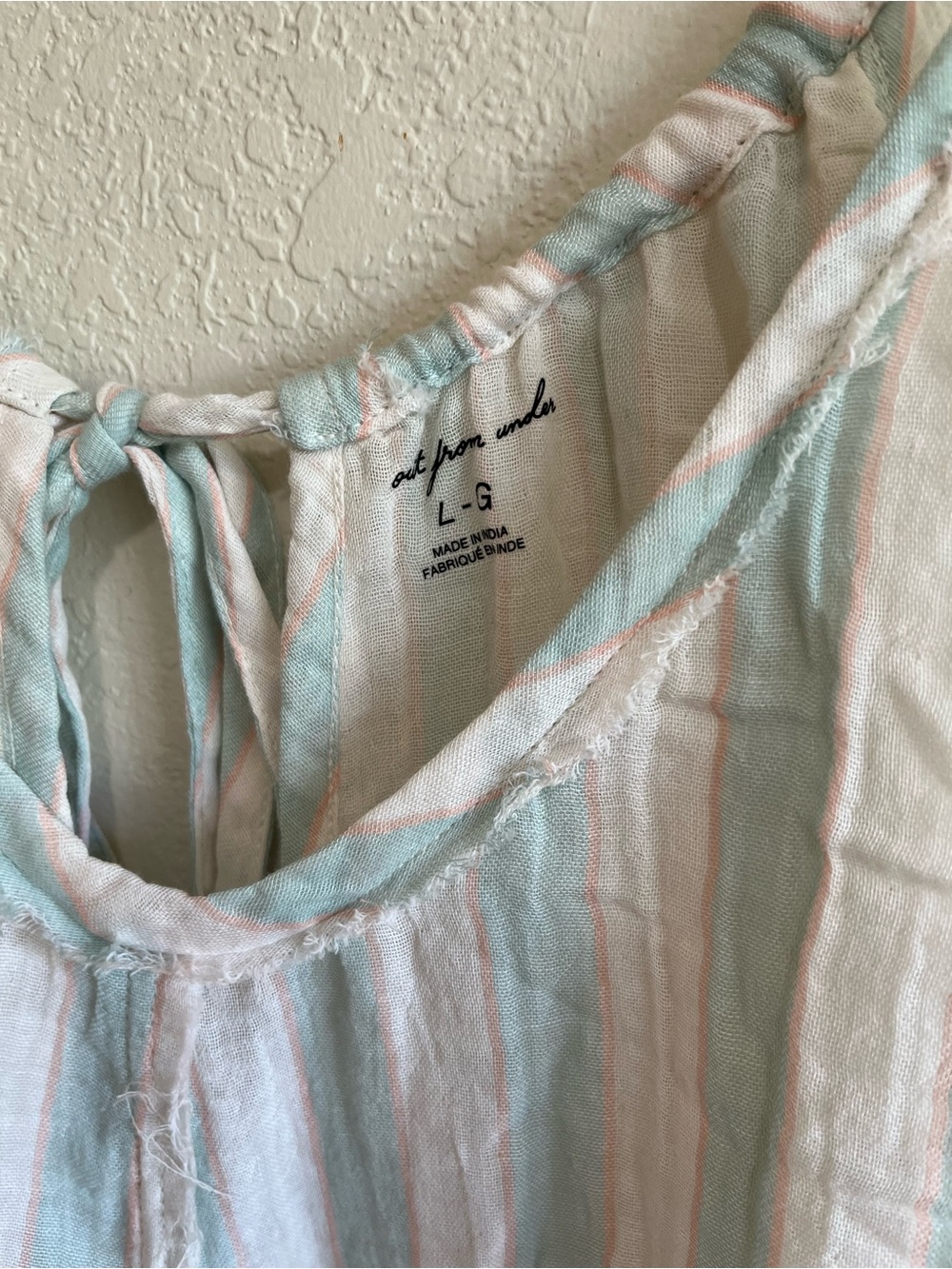 Out from under Lightweight Striped Tie-back Romper - Mint & White L-NWT - Picture 2 of 3